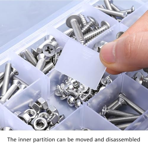 5 Pcs 36 Grids Clear Plastic Organizer Box with Label Stickers