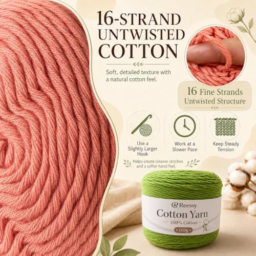 Reessy Worsted Cotton Yarn – 6 Skeins