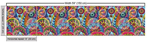 Ambesonne Mandala Fabric by The Yard, Colorful Abstract Sixties