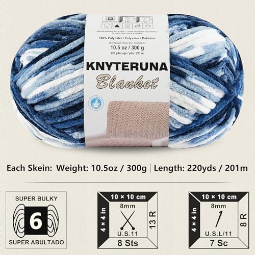 #6 Super Bulky Blanket Yarn for Crocheting - 4 Skeins
