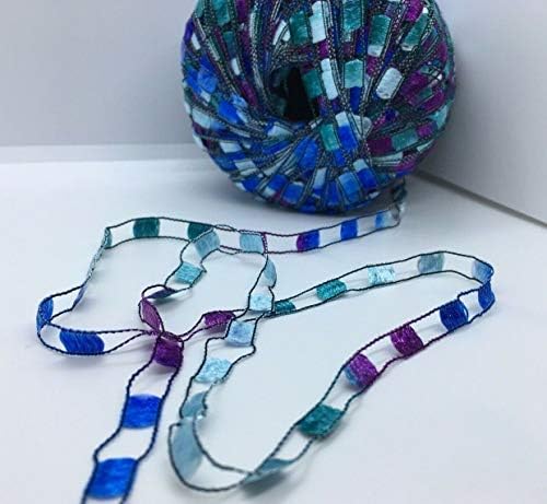 Berlini Ladder Ribbon Maxi Yarn #129 Peacock - Teal Blue Violet