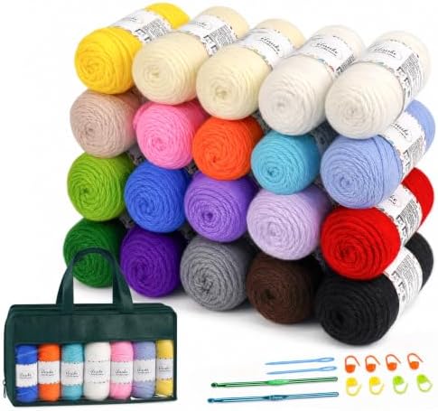 ilauke Acrylic Yarn for Crocheting 20 Pack of 1.76oz/98yds #3 DK