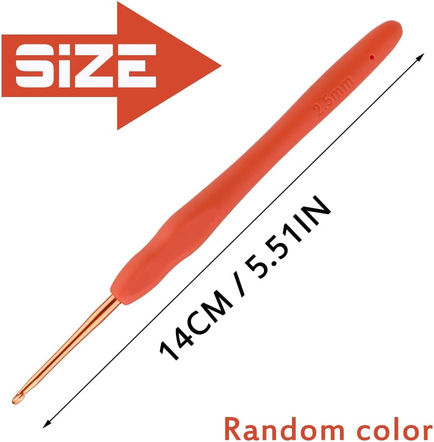 Iuuidu 2.5mm Beginner Crochet Hook, Ergonomic Handle Crochet Hooks
