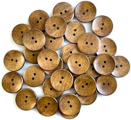 MTCELL 30 Pcs Classic 2-Hole Convex Wooden Buttons, 1.5-Inch (38mm)