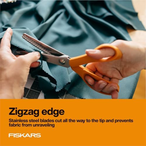 Fiskars 8" Orange-Handled Pinking Shears for Fabric Cutting & Sewing