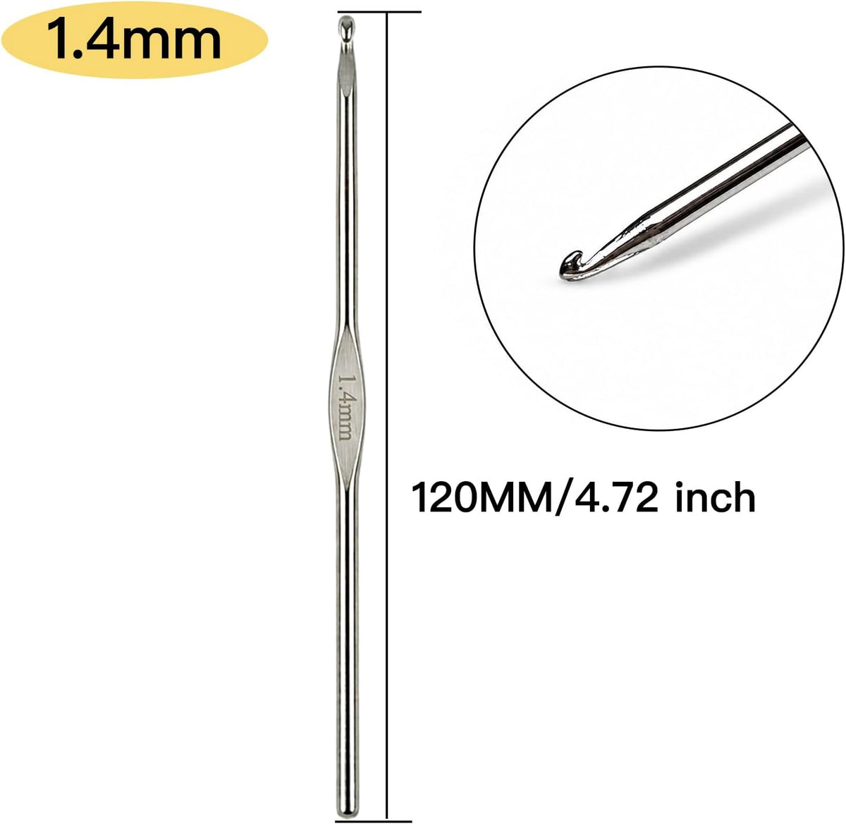 GLRXMX Stainless Steel Crochet Hooks 1.4mm US Size 9 Knitting Needles