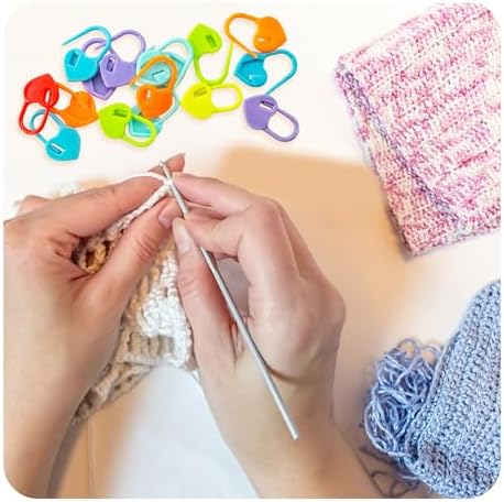 500PCS Plastic Crochet Stitch Markers, Heart Shape Locking Needle