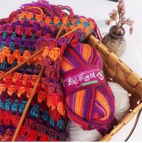 5 Balls Total 500 Grams Multicolored Yarn, Premium Wool & Bamboo Blend