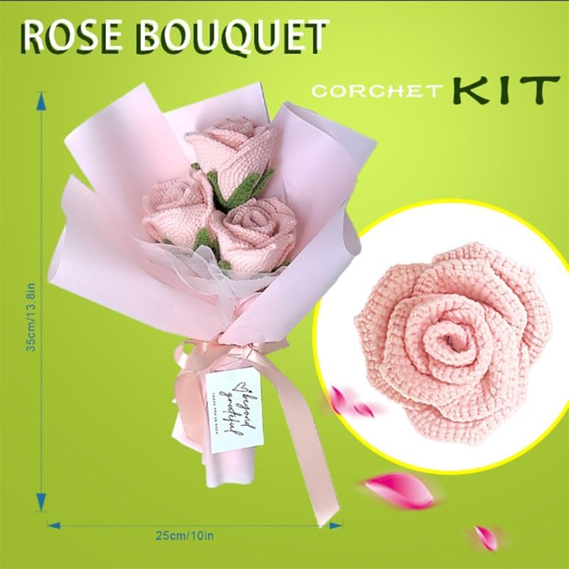 Gochvan Crochet Kit for Adults Beginners Crochet Rose Bouquet Set with