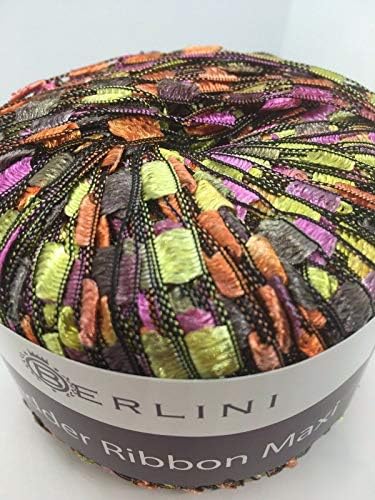 Berlini Ladder Ribbon Maxi Yarn #71 Fantasy - Orange Orchid Olive Grey