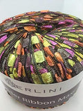 Berlini Ladder Ribbon Maxi Yarn #71 Fantasy - Orange Orchid Olive Grey