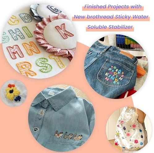 craftido 8.5"x11" 6PCS Sticky Water Soluble Embroidery Stabilizer
