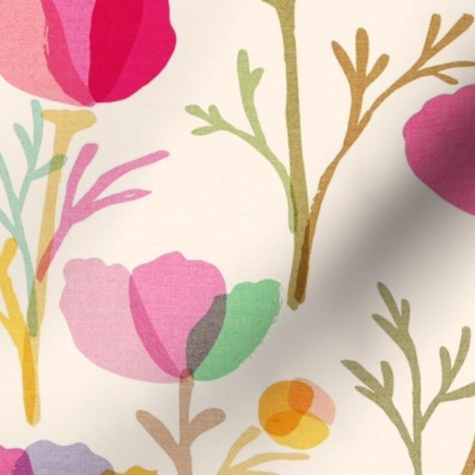 Spoonflower Fabric Watercolor Floral Botanical on Essex Linen