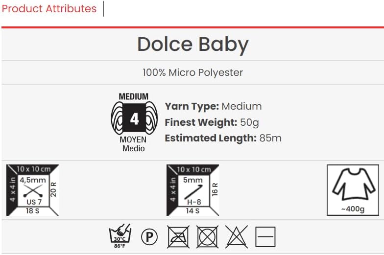 YarnArt Dolce Baby – Soft Chenille Velvet Yarn, 50g (1.76 oz), 93 yds