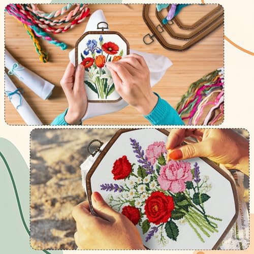 BrightRow 6 Pcs Large Embroidery Hoop Set Decorative Imitated Wood
