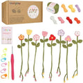 WaldyWop Crochet Kit for Beginners: 8 Flower Bookmarks Knitting Kit w/Video - Field & Needlecraft