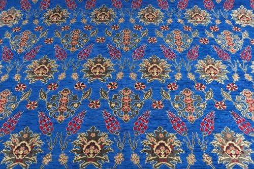 Turkish Upholstery Fabric by the Yard and Meter | Royal Blue Topkapi