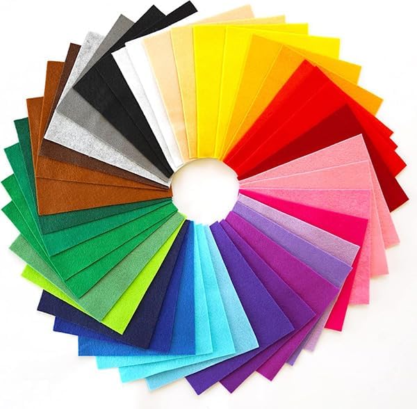 DIYR 40 Pcs Colored Felt Fabric Sheets 6 x 6 in, DIY Craft Sewing