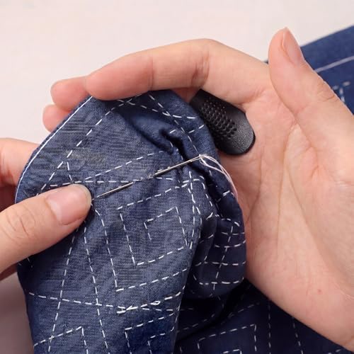 Rivvlive 3 Pcs Sashiko Thimble Leather Adjustable Thimble for Hand