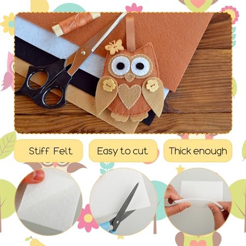10Pcs Felt Sheets Fabric, 7" x 11" Soft Felt Squares for Craft