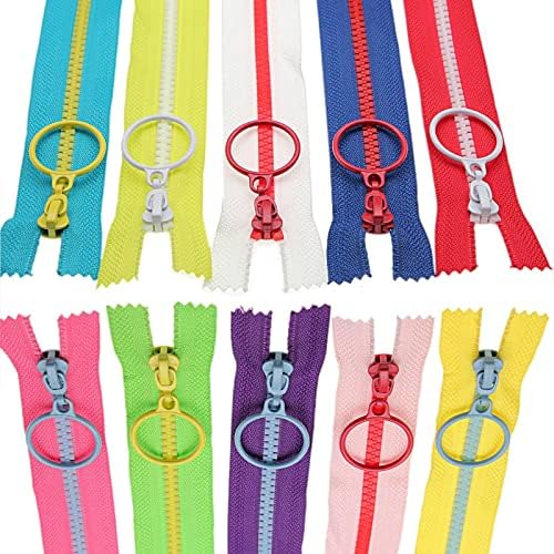 #5 Plastic Zippers with Lifting Ring Pull,10 PCS 12 Inch (30CM),Closed