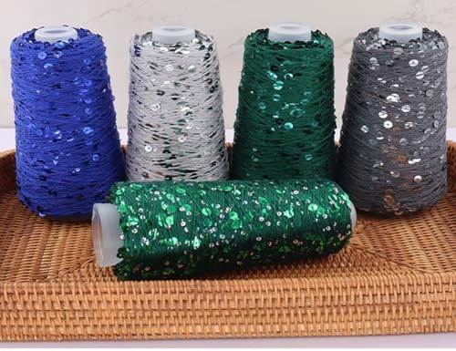 2 Balls Sequin Sparkle Cotton Yarn, Metallic Lurex Sequin Thread