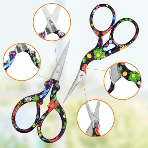 AQUEENLY Embroidery Scissors Vintage 2 Pcs Stainless Steel Stork