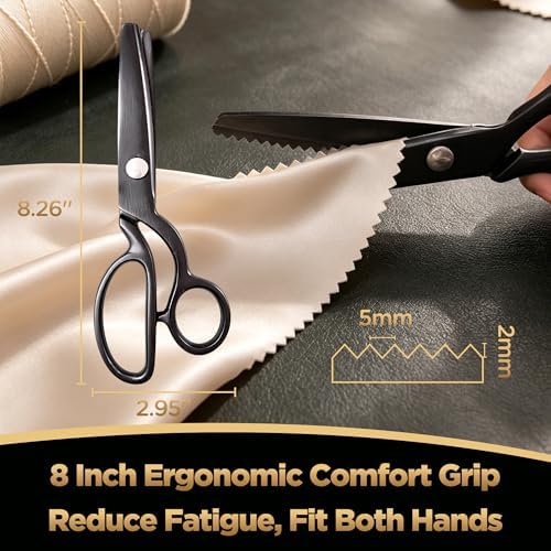 8-Inch Professional Pinking Shears for Fabric Cutting - 5mm Triangle