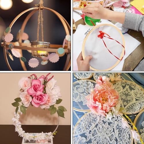 IHDYPPEW 15 Pieces 10 Inch Round Embroidery Hoops, Adjustable Circle