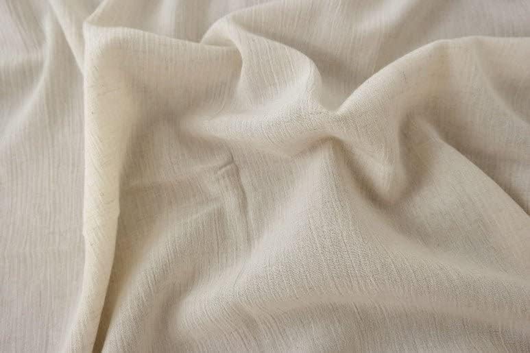 Ivory Linen Rayon Wrinkled Fabric | Quality Textured Material for