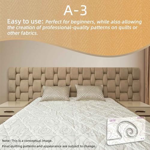 3Pcs Free Motion Quilting Templates with Non-Slip Grips, Quilting