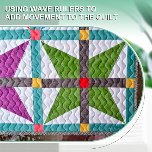 Kigley 6 Pcs Free Motion Quilting Templates Waves Acrylic Quilting