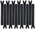 YKK 8" #3 Nylon Coil Zippers for Craft Projects - Color Black