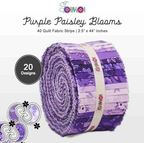 Jelly Roll 40 Strip Assorted Bundle, 2.5" Fabric Strips for Quilting