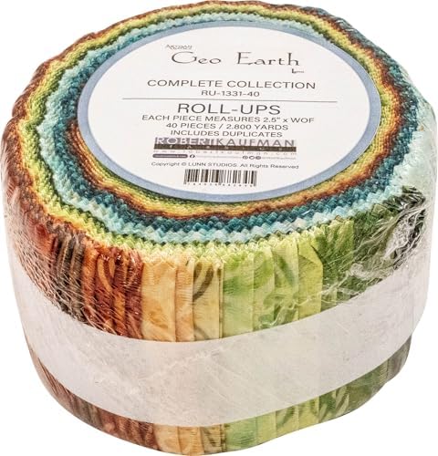 Lunn Studios Artisan Batiks Geo Earth 40 2.5-inch Strips Jelly Roll
