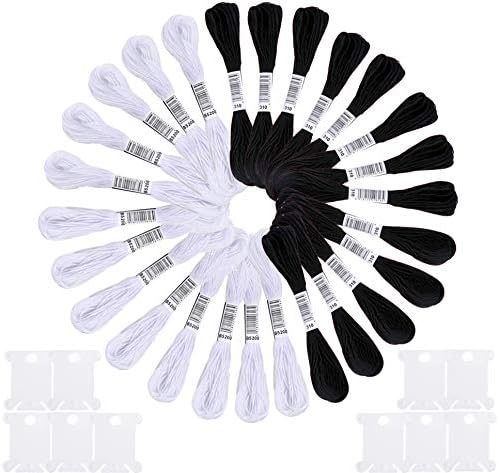 Embroidery Floss,13 Skeins White & 13 Skeins Black Embroidery Threads