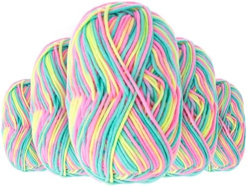 QWORK® 5 x 50 g Acrylic Crochet Yarn Set - 5 Strands, 550 Metres Total