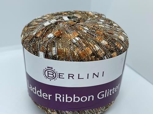 Berlini Ladder Ribbon Glitter Yarn - 50 Grams (1.75 Ounces), 142 Yards
