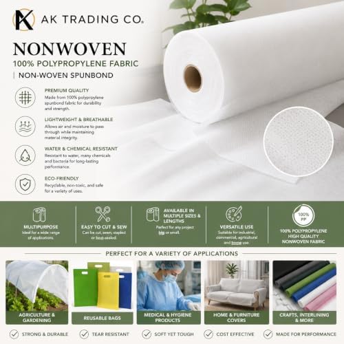 AK TRADING CO. Nonwoven 100% Polypropylene Fabric | Non-Woven Spunbond