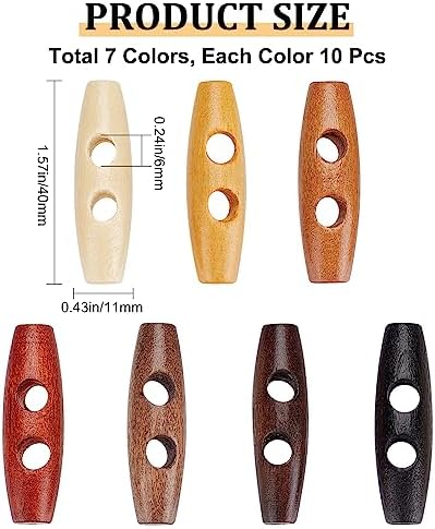 GORGECRAFT 70Pcs Oval Wooden Buttons Wood Horn Toggle Buttons
