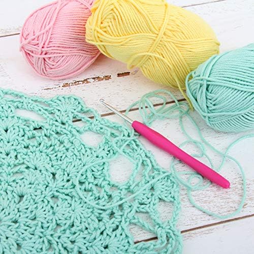 ThreadArt Cotton Crochet Yarn Set #4, 6 Pack 50g 85yd, Rainbow Colors