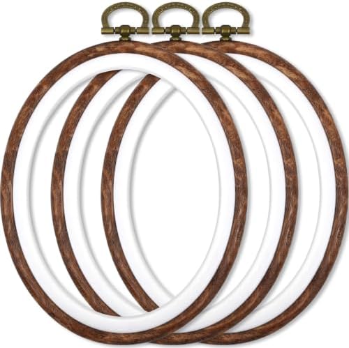 Celley Embroidery Hoops, Oval Wood-Look, 3 Pcs