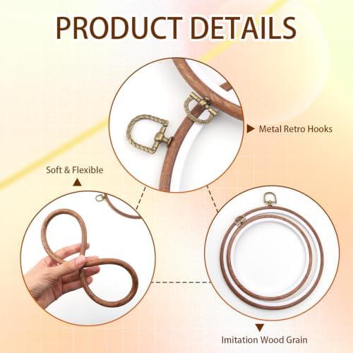 Round Embroidery Hoops Frames, 2PCS Imitated Wood Cross Stitch Hoop