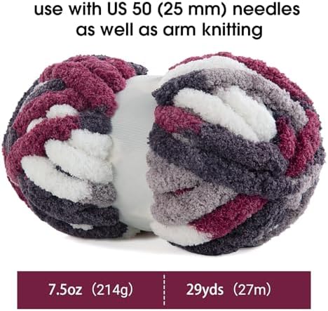 MABOZOO Tie Dye Chunky Yarn for Crocheting 8 Pack,Fluffy Jumbo