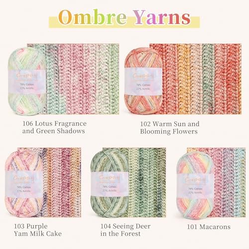 Coopay Gradient Cake Yarn, 78% Cotton Ombre Yarn for Crochet/Knitting