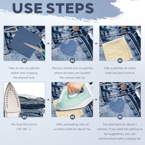 Iron on Jean Patches for Clothes,25PCS Denim Repair Patches for
