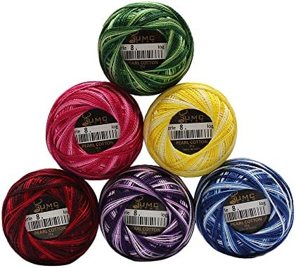 6 Balls Variegated Colours Premium Pearl Cotton Embroidery Thread Size