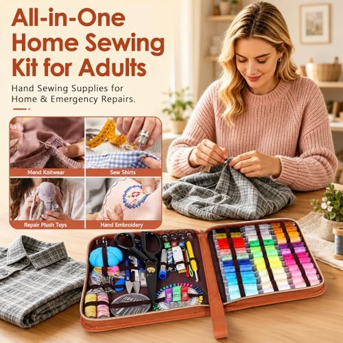 Hoarecal Sewing Kit for Adults, 241 Pcs Upgraded Needle and Thread Kit