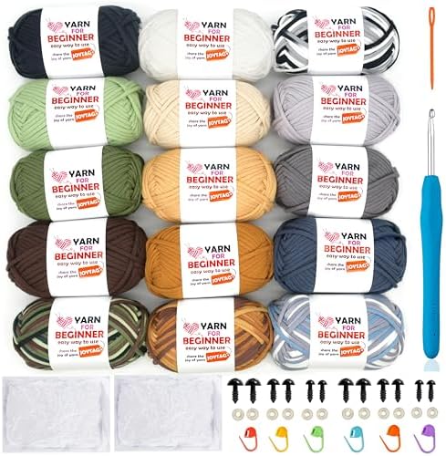 15 Pack Beginners Crochet Yarn Cotton Crochet Yarn for Crocheting