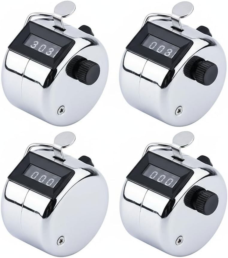 4 Pack Digital Tally Counter, Metal Handheld Clicker in Silvery and